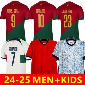 Португальская футбольная майка 2024 года Bruno FERNANDES DIOGO J. Portuguesa Joao Felix 22-24 Футбольная рубашка BERNARDO Ronaldo Portugieser Мужская детская форма