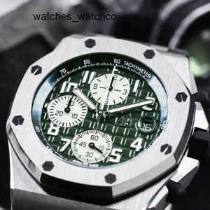 Unisex-Armbanduhr, Schweizer Uhr, AP-Armbanduhr Royal Oak 26238TI, neue grüne Scheibenrückseite, transparentes neues Uhrwerk, Titan-Metall, 42 Durchmesser, Schnellverschluss-Uhrenarmband-Set