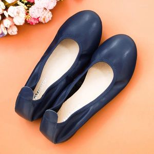 Sapatos casuais auto-correspondência sapato flor barco personalizado tamanho grande 44 mãe confortável couro genuíno ballet flats