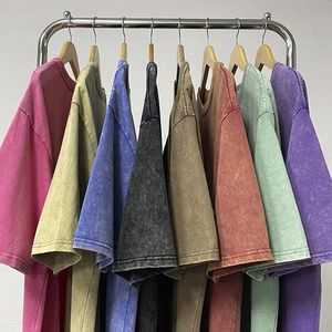Tasarım batik asit yıkanmış tişörtler erkekler kısa kollu tees sokak kıyafeti yaz adam büyük boy tshirt ağır kumaş pamuk üstleri 240227