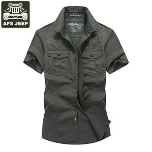 Afs jeep varumärke skjorta män casul skjortor denim skjorta män korta ärmar bomull camisas maskulina camisas hombre vestir män kläder y12423721