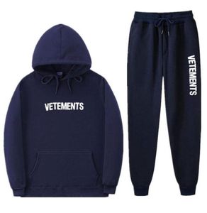 Vetements Streetwear Phoodie Tracksuit 2ピースセット男性サーマルスポーツウェアジョギングスウェットシャツパーカースウェットスーツ4109198214281
