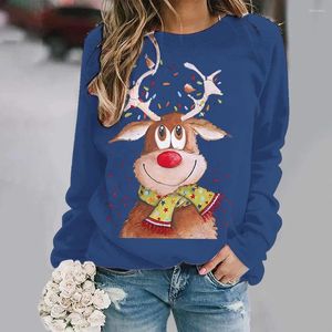Women's Hoodies Cartoon Doll Christmas Style Printed Lady Round Neck Sweater 2024 Autumn Long -sleeved Code Increase Campaign