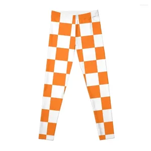 Active Pants Checkered Orange And White Leggings Gym Womans Clothing Fitness Women's Push Up Womens