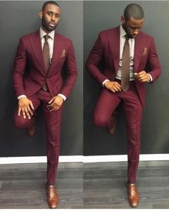 Suits Burgundy Suits Men 2019 Trajes De Hombre Traje Homb Custom Made Groom Suit Suit For Men mens wear suits 2 piece (Jacket+Pants)