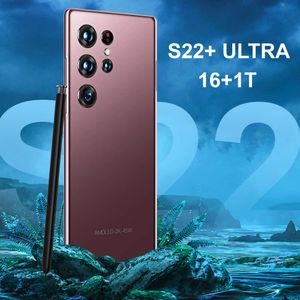 Çapraz Sınır Orijinal 4G Cep Telefonu S22+Ultra (3+64G) Dış ticaret için geniş ekran 7.3 inçlik telefona sahip Android akıllı telefon