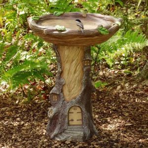 Skulpturen Mini-Vogeltränke aus Harz, Baumlandschaft, für den Außenbereich, Hof, Polyresin, antikes Vogelbad, kleiner Brunnen für Zuhause, Rasenstatue, Dekoration