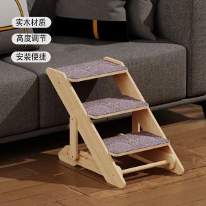 Scratchers Wooden Ladder for Pet, Dog and Cat, Step Up and Down, Bed Ladder, Short Ladder