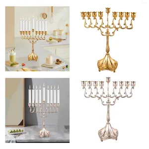 Candle Holders Metal Menorah Candelabrum Religions Candelabra Tabletop 9 Branches Holder For Dining Table Decorative