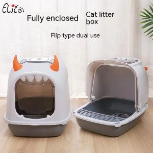 Lådor Small Monster Lull Box Clamshell Type Cat Toalett Stort Space Splash Proof Lukt Proof, Sakeless, Pet Full Innesluten kulllåda