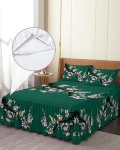 Sängkjol Flower Bird Chinoiserie Elastic Montered Bed Steread med kuddväskor Protector Madrass Cover Bedding Set Sheet