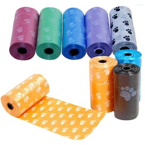 Dog Carrier 1Roll 15PCS Degradable Pet Waste Poop Bag With Printing Doggy For Cat Color Random Delivery