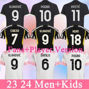 Fãs jogador camisas de futebol 22 23 24 casa longe MILIK DI MARIA VLAHOVIC KEAN POGBA CHIESA McKENNIE LOCATELLI camisa de futebol 2023 2024 Kits masculino e infantil unifor JUventUs