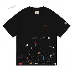 24ss Mode Herren Designer T-Shirt Casual Mann Damen T-Shirts Painted Ink Splash Graffiti Buchstaben Lose Kurzarm Rundhals Kleidung