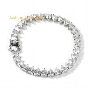 Heart Tennis Link Chain Pass Diamond Tester Tennis Link Chain Bracelet 4*4mm Heart Cut Moissanite Bracelet