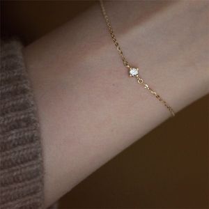 سوار الكوري للسيدات الذهب مطلي S925 Lady Diamond Dainty CZ المجوهرات