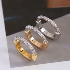 Vintage Hot Brand Half Diamond Women's Rings Luxury Jewelry For Women Designer Pure 925 Sterling Silver Lady Party Lock Rings Gift Top Quality