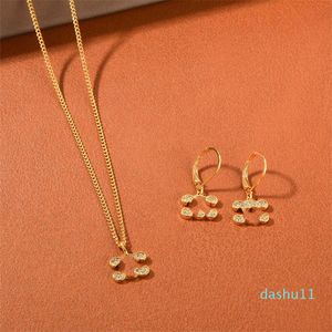 Anhänger-Halsketten-Serie, Mikro-eingebettete Anhänger-Ohrringe, verkupferter 18-Karat-Echtgold-Ohrring, Halskettenkette, Empfehlung