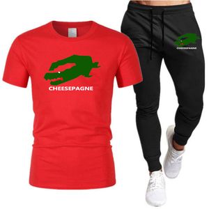 Nya mäns sommar-t-shirtbyxor Set casual märke tryckt fitness jogging byxor t-shirt byxor mode mäns sportkläder