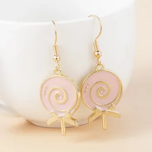 Dangle Earrings 1PAIR Sweet Alloy Enamel Multicolor Lollipop Pendant Drop For Baby Girl Women Jewelry Candy Earring Gifts