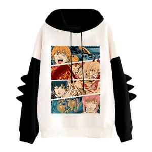 Spaccate Mainsaw Man Feste di anime giapponese con cappuccio femminile/uomo makima graphic streetwear unisex harajuku Pochita tops abiti da cartone animato