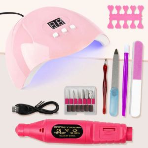 Kits Kit de manicure profissional com perfuração elétrica de unhas UV lâmpada de unha led, 72/54/6w U v lâmpada de metralhadora de metralhadora de unhas de lâmpada de caneta de caneta de arte preto polishi