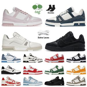 Fashion Designer Casual Shoes Denim Flowers Brand Pink White Black Red Yellow Green Orange Luxury Platform Low Top Sneakers Calf Leather Loafers Flat V Trainers S