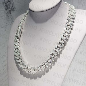 Iced Out Chaine for Mens Sterling Sier Chains Baguette Cut Moissanite Diamond 18mm Vvs Cuban Link Chain