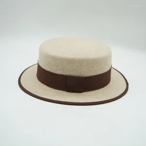 Berets 202409-pan Ins Chic Winter Wool Felt England Maillard Style Small Brim Classic Fedoras Cap Men Women Leisure Panama Jazz Hat