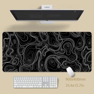 Almofadas preto branco bloqueio borda tapetes de rato grande borracha natural mousepads à prova dwaterproof água gamer mousepad almofadas de mesa tapete de teclado