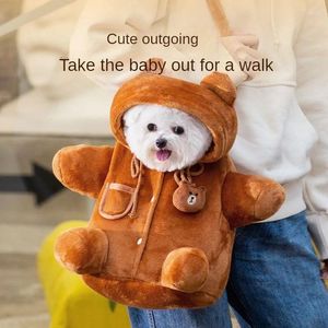 Dog Carrier Pet Bag Small Cat Dogs Backpack Winter Warm Soft Plush Carring Pets Cage Walking Outdoor Travel Kitten Hanging Chest