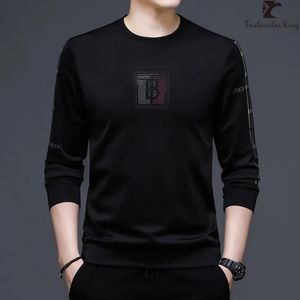 Primavera outono estilo coreano o-pescoço camiseta para homem grande carta impressão moda camisola streetwear topos 240227