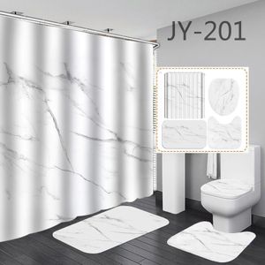 Shower Curtains 3D Marbling Printed Bathroom Curtain Set Anti-slip Bath Mat Soft Carpet Water Absorption Rugs Home Decoration 240226