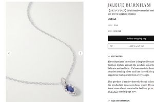 Bleue Burnham Net Sustain Mini Bamboo Återvunnet Sterling Silver Lab-odlad safirhalsband Nytt i lyxiga fina smyckenörhängen för kvinnors hänge k