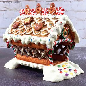 Other Home Decor Christmas Gift Gingerbread House Home Decoration Hamster Small Nest House Pavilion Arch Bridge Ceramic Candy House Q240229