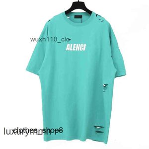 Fashion Couples Balenciga t shirts Week T-shirt Worn Out Letters Paris Portrait Hole Print Washed Old b Home Time Sleeve 5XKH