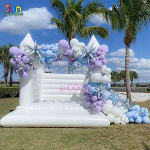 Atividades ao ar livre 4.5x4.5m (15x15ft) PVC completo Crianças infláveis Bouncer House Jumping Bouncy Castle Casa Branca com Ball Pit para festa de aniversário