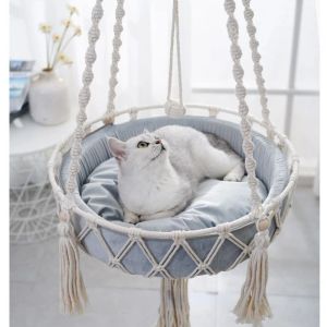 Mattor Pet Cat Hammock Swing Bed Bohemian Handwoven Tapestry Cotton Macrame For Home Bedroom Decoration Wall Hanging Without Mat