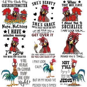 Popular Roosters Iron on Decals Patches Heat Transfer Stickers Appliques for Pillow Covers T-Shirt Hoodies DIY Decoration Funny Chicken Crafts Supplies