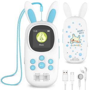 Player 16 GB Kids Music MP3 -spelare med Bluetooth, högtalare, FM -radio, inspelning, väckarklocka, pedometer, stoppur, stöder upp till 128 GB