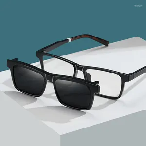 Montature per occhiali da sole rettangolari da uomo con clip magnetica polarizzata per occhiali ottici flessibili montatura per uomo ricetta personalizzata miope