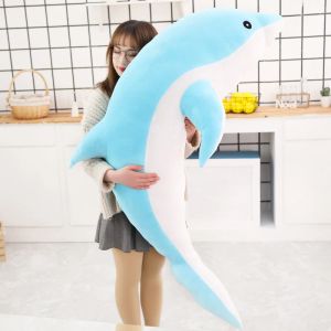 Almofadas 160cm Grandes brinquedos de macho de golfinhos kawaii para crianças travesseiro de bebê de animais marinho