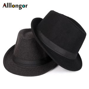 Klassiker Autumn 2023 Vinter Short Brim Felt Fedoras Hat Men Black Panama Vintage Top Sombrero Trilby Mens Hats Gentleman Fedora 240219