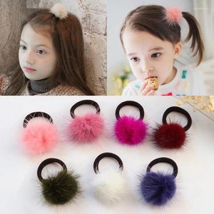 Hair Accessories 2pcs/set Mini Small Soft Fur Pompom Ball Children Elastic Bands Gripper Pom Hairball Girls Kids Ties