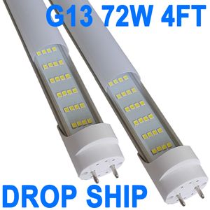 Base G13 4 fileiras 72W 48 polegadas NO-RF RM Driver T8 lâmpada de tubo fluorescente, luz diurna de 6500K, 7200 lúmens, base de dois pinos G13, tampa leitosa AC85-265V gabinete crestech