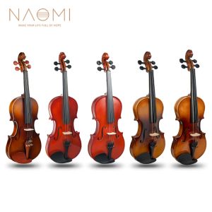 Violin Naomi i full storlek 4/4 Violin Starter Kit med hårt Casebrazilwood Bow Extra strängar för vuxna nybörjare Violin Tillbehör