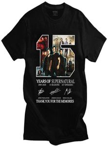 Men039S tshirts Supernatural 15 års jubileum Dean Sam Castiel Signatures T Shirt Cotton Tshirt för män Kort ärm W3148623