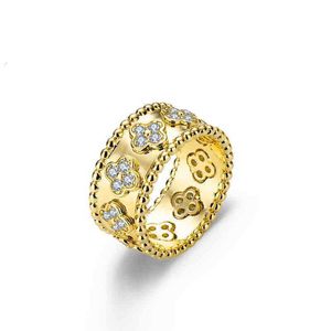 quatro folhas trevo cleef anel caleidoscópio designer anéis para mulheres 18k ouro prata diamante anel de unhas anéis de luxo festa dos namorados designer jóias