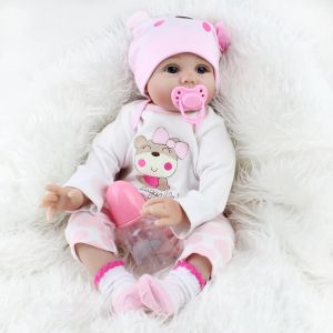 Puppen 45/55 cm realistische wiedergeborene Puppe handgefertigt Mohair Silicon Stoffpuppen Ganzkörper Bebe Reborn Newborm Girl mit Schnuller