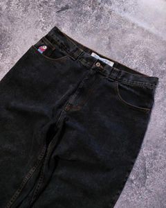 Women's Jeans Big Boy Y2K Pants Hip Hop Gothic Cartoon Embroidered Baggy Black Mens Womens Harajuku High Waist Wide Trouser